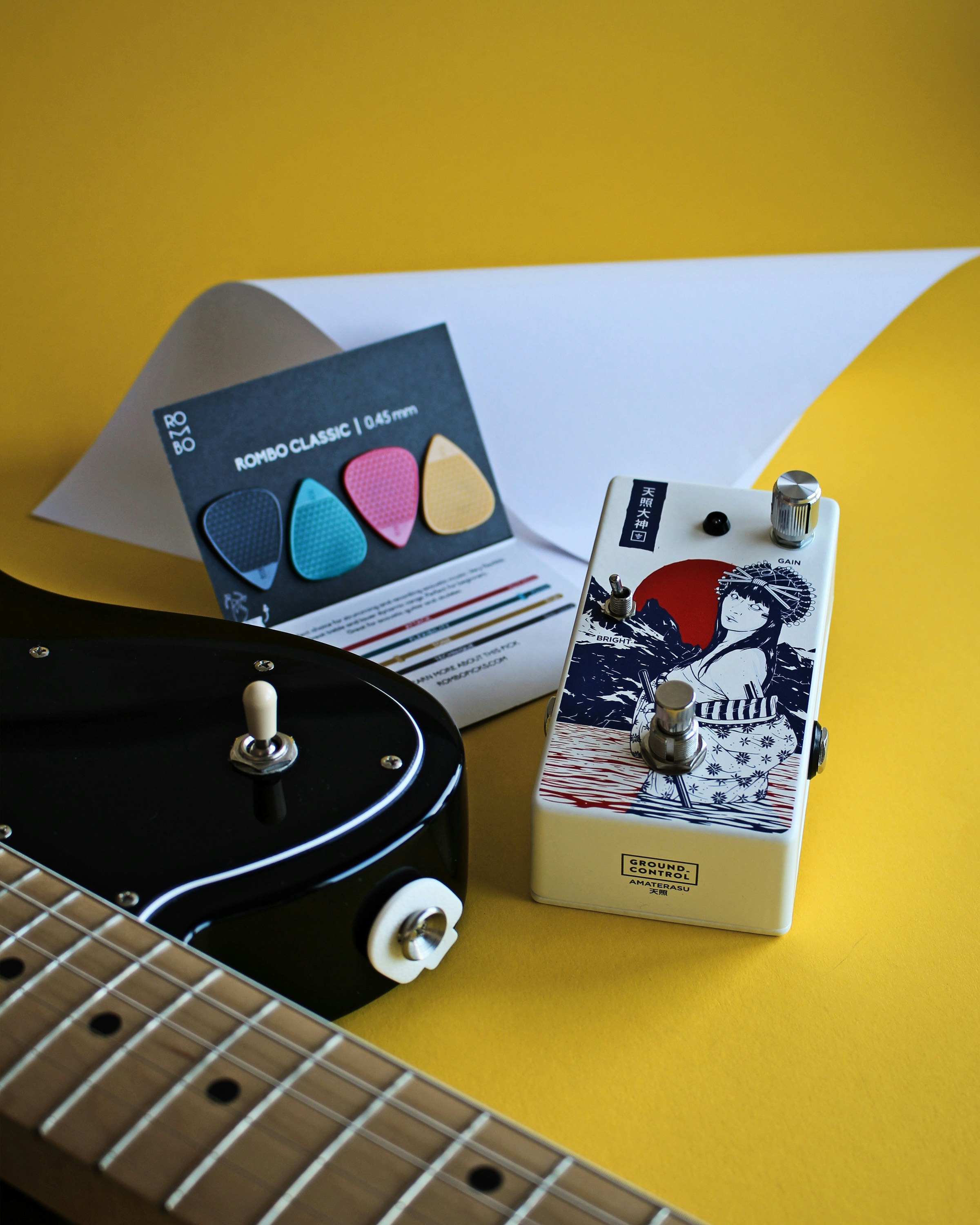 black and white electric guitar